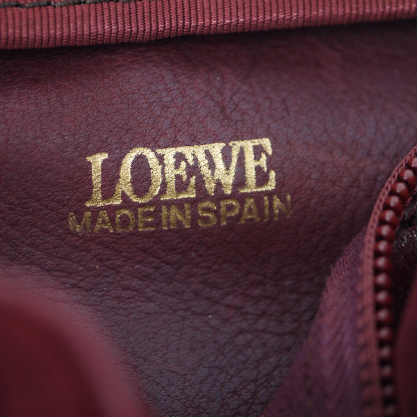 LOEWE　アナグラムロゴ スエード長方形ショルダー（ボルドー）