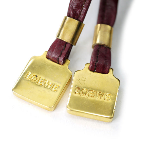 LOEWE　アナグラムロゴ スエード半円ポシェット（ボルドー）