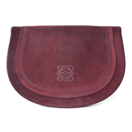 LOEWE　アナグラムロゴ スエード半円クラッチ（ボルドー）