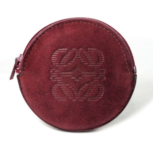 LOEWE　アナグラムロゴ スエードコインケース（ボルドー）