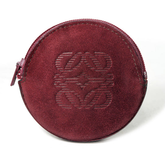 LOEWE　アナグラムロゴ スエードコインケース（ボルドー）