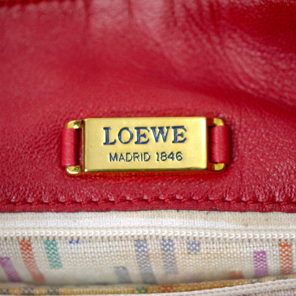 LOEWE アナグラムロゴ巾着ナッパレザーショルダー（赤）
