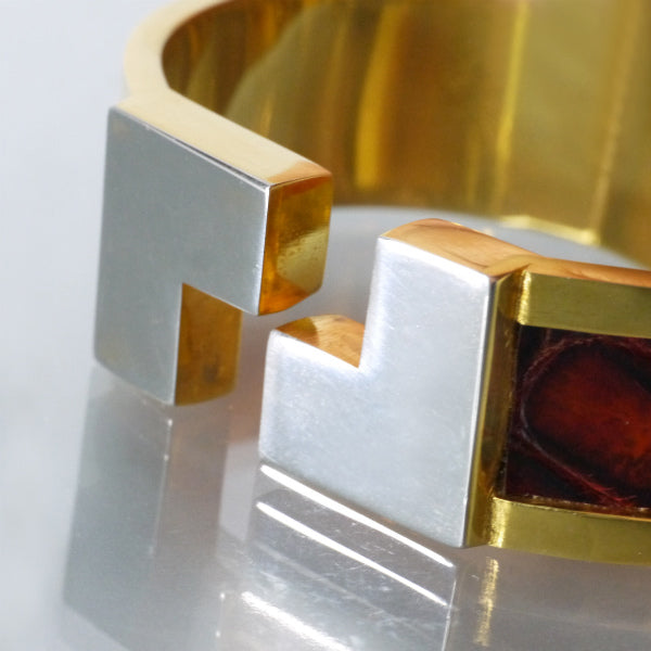 LOEWE ゴールド×クロコレザー ブレスレット（箱付き ）