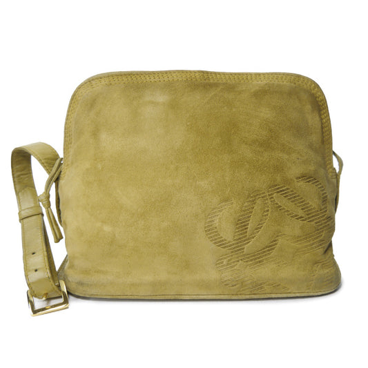 LOEWE　アナグラムロゴ スエード半円ショルダー（オリーブ）