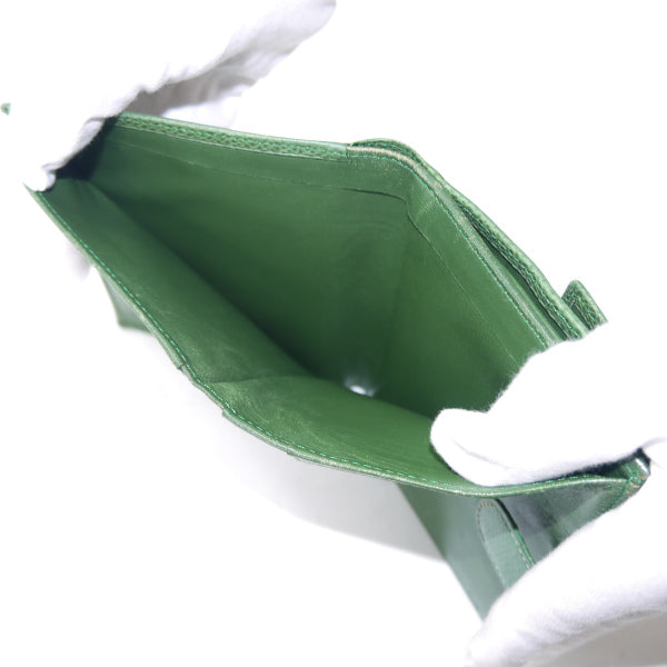 LOEWE　アナグラムロゴ レザー折り財布（緑）