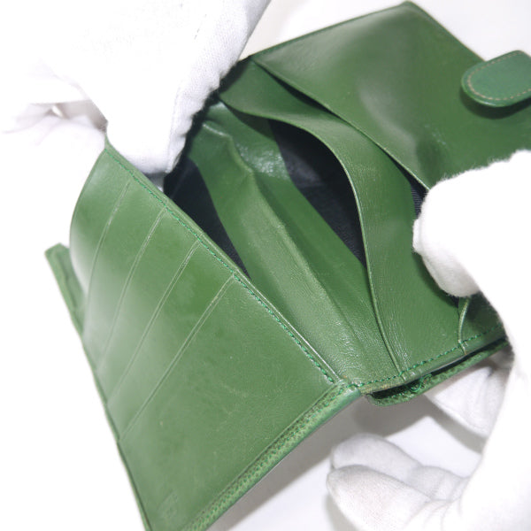 LOEWE　アナグラムロゴ レザー折り財布（緑）