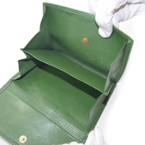 LOEWE　アナグラムロゴ レザー折り財布（緑）