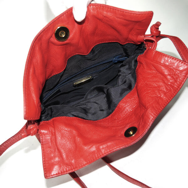 LOEWE ロゴライン巾着ナッパレザーショルダー（赤）