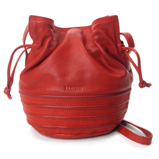 LOEWE ロゴライン巾着ナッパレザーショルダー（赤）