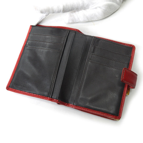 LOEWE　アナグラムロゴ がま口ミドル財布（赤）