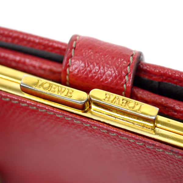 LOEWE　アナグラムロゴ がま口ミドル財布（赤）