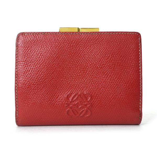 LOEWE　アナグラムロゴ がま口ミドル財布（赤）