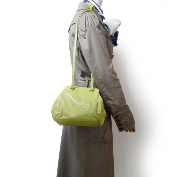 LOEWE　レア!!総革アコーディオンWショルダー（ライム）