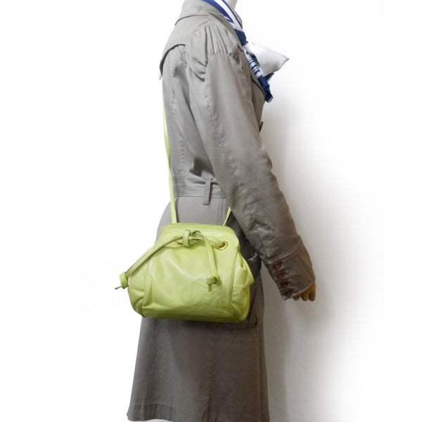LOEWE　レア!!総革アコーディオンWショルダー（ライム）