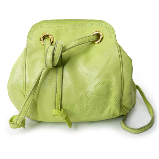 LOEWE　レア!!総革アコーディオンWショルダー（ライム）