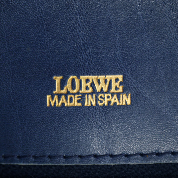 LOEWE　差し込みフラップ レザーショルダー（紺）