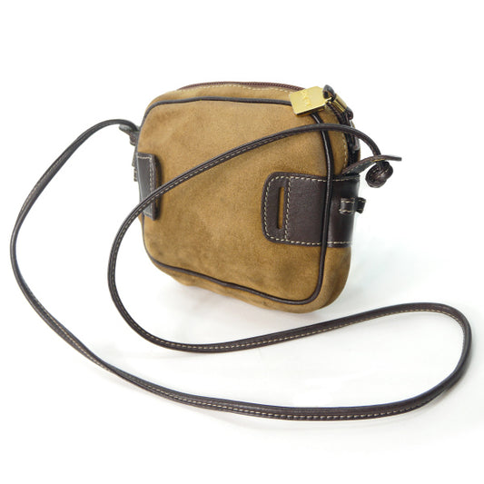 LOEWE　アナグラムロゴ スエードゴルフポシェット（ベージュ）