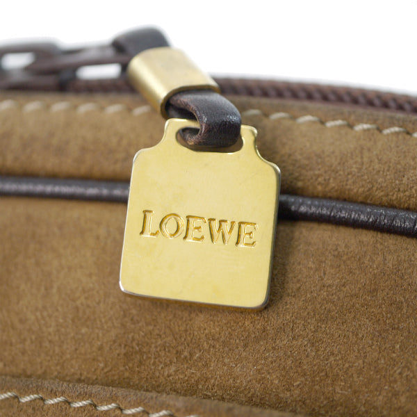 LOEWE　アナグラムロゴ スエードゴルフポシェット（ベージュ）