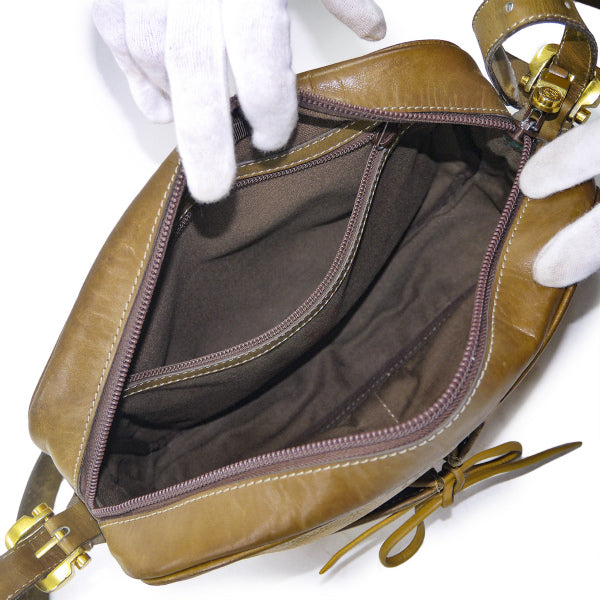 LOEWE　ステッチリボン総革2WAYバッグ（黄）