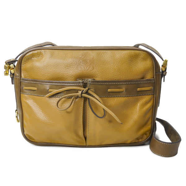 LOEWE　ステッチリボン総革2WAYバッグ（黄）
