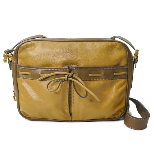 LOEWE　ステッチリボン総革2WAYバッグ（黄）
