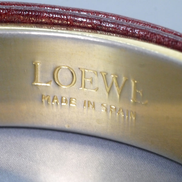 LOEWE ゴールド×レザー ロゴバングル （茶）