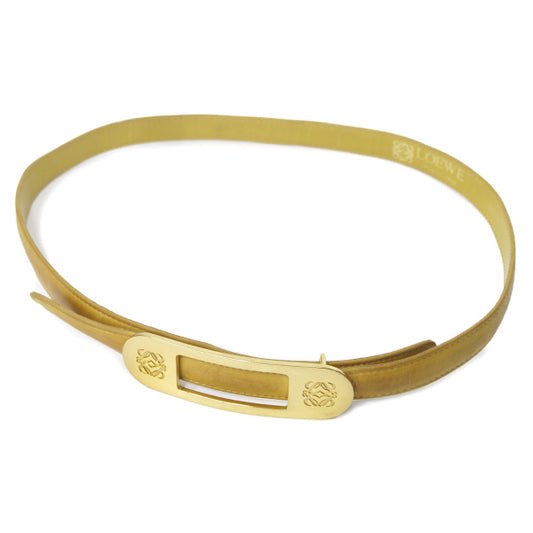 LOEWE　アナグラムロゴバックル レザー細ベルト（黄）