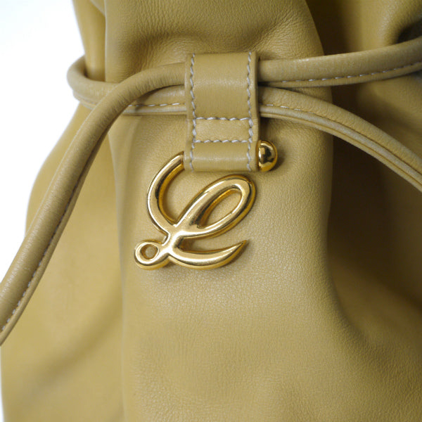 LOEWE　巾着レザーショルダー（イエロー）