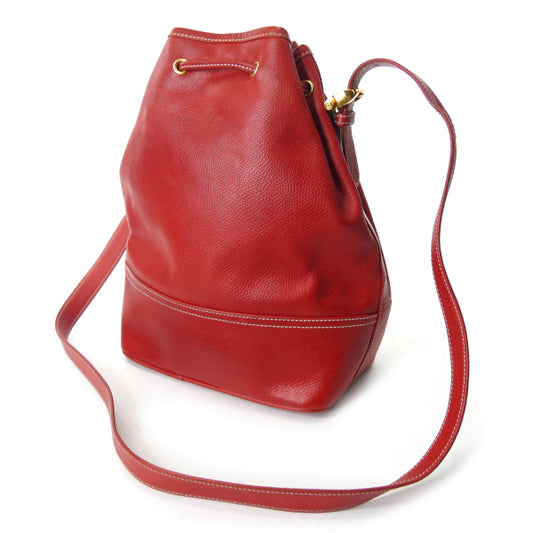 LOEWE　アナグラムロゴ巾着レザーショルダー（赤）