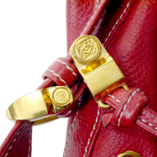 LOEWE　アナグラムロゴ巾着レザーショルダー（赤）