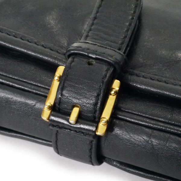 LOEWE　アナグラムロゴ レザークラッチバッグ（黒）