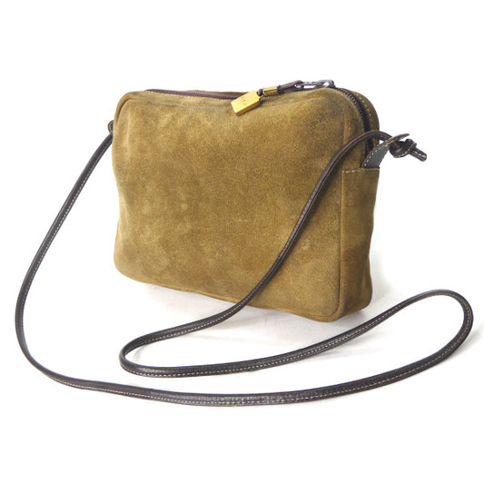 LOEWE　アナグラムロゴ スエード横長ショルダー（ベージュ）