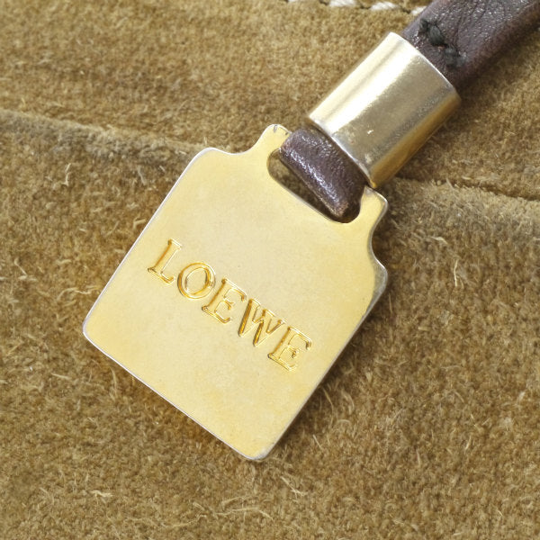 LOEWE　アナグラムロゴ スエード横長ショルダー（ベージュ）