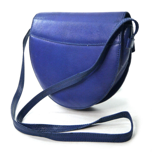 ENRIQUE LOEWE KNAPPE リザード半円ショルダー（青）