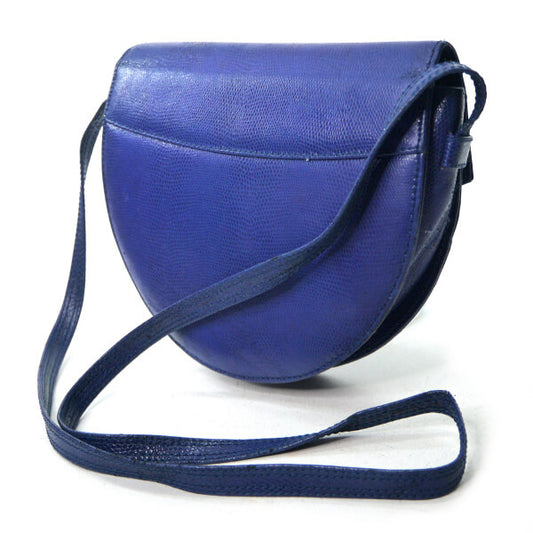 ENRIQUE LOEWE KNAPPE リザード半円ショルダー（青）