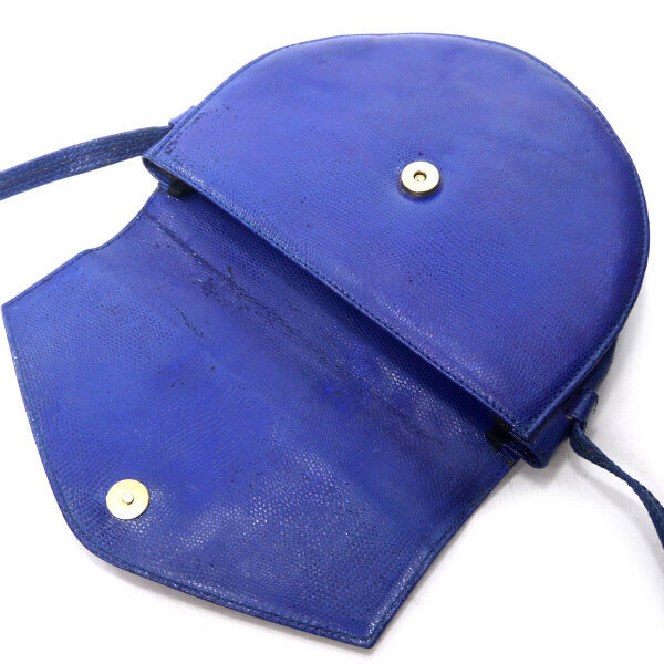 ENRIQUE LOEWE KNAPPE リザード半円ショルダー（青）