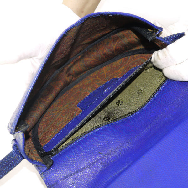 ENRIQUE LOEWE KNAPPE リザード半円ショルダー（青）