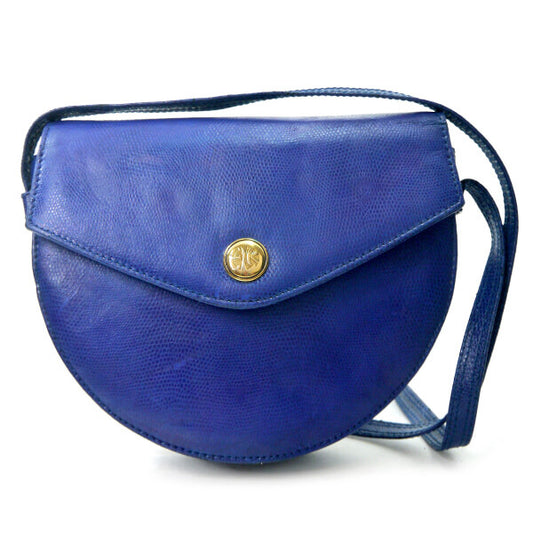 ENRIQUE LOEWE KNAPPE リザード半円ショルダー（青）