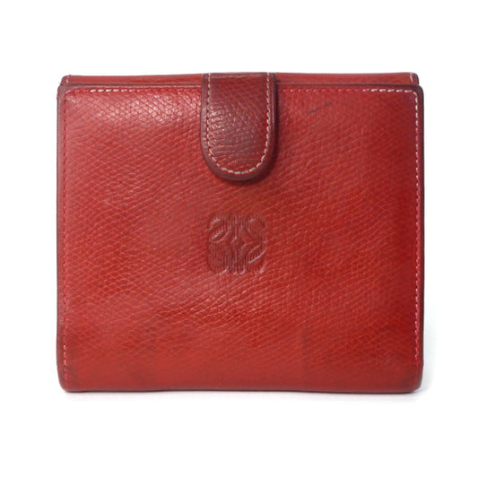 LOEWE　アナグラムロゴ ミニ折財布（赤）