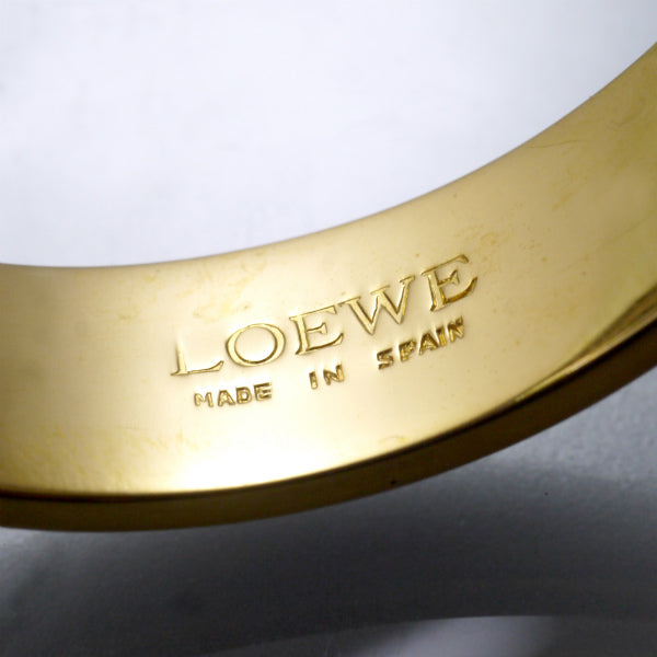 LOEWE アナグラムロゴ レザーブレスレット(ゴールド×ボルドー )