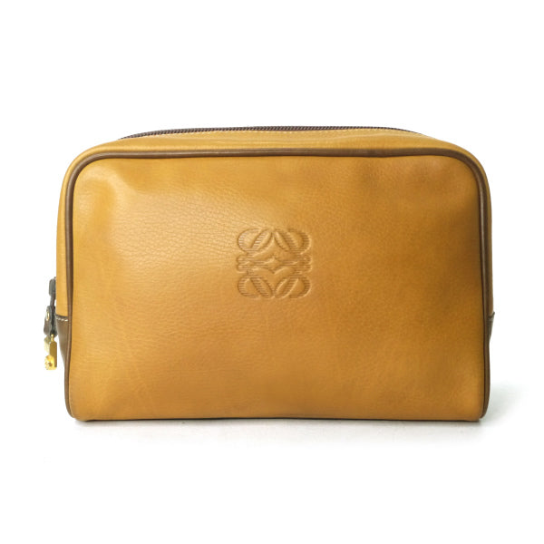 LOEWE　アナグラムロゴ レザークラッチバッグ（黄）