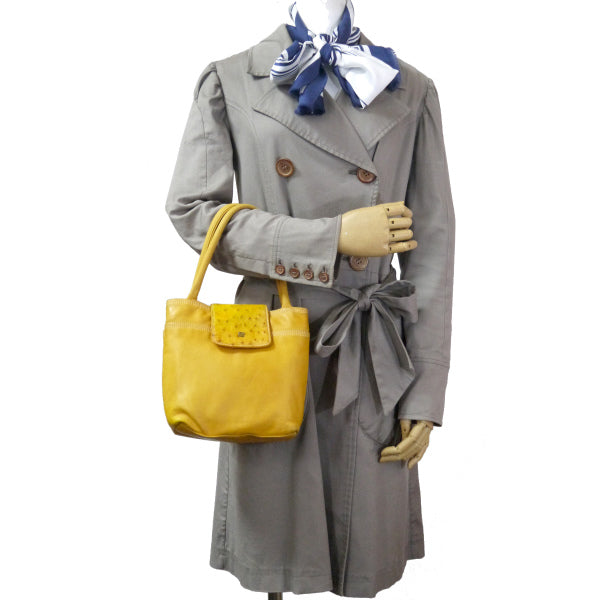 LOEWE　オーストリッチ/ロエベナッパ ミニトート（黄）