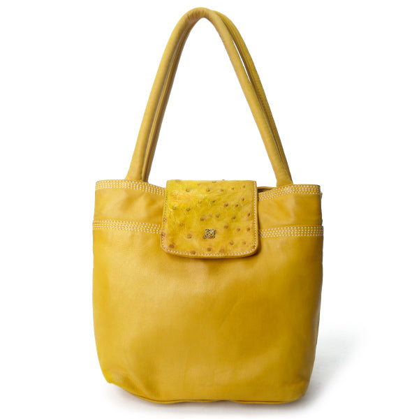LOEWE　オーストリッチ/ロエベナッパ ミニトート（黄）