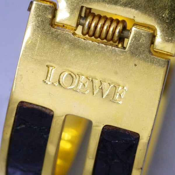 LOEWE ゴールド×クロコレザー2連ブレスレット（黒）