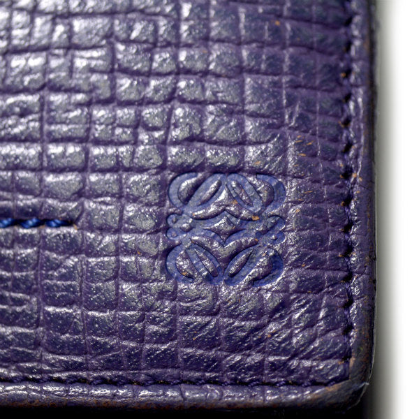 LOEWE　アナグラムロゴ ステッチミドル財布（紫）
