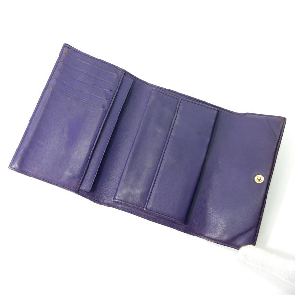 LOEWE　アナグラムロゴ ステッチミドル財布（紫）