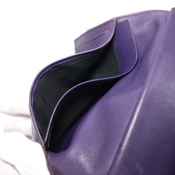 LOEWE　アナグラムロゴ ステッチミドル財布（紫）