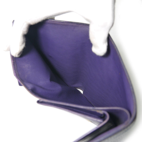 LOEWE　アナグラムロゴ ステッチミドル財布（紫）