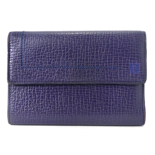 LOEWE　アナグラムロゴ ステッチミドル財布（紫）