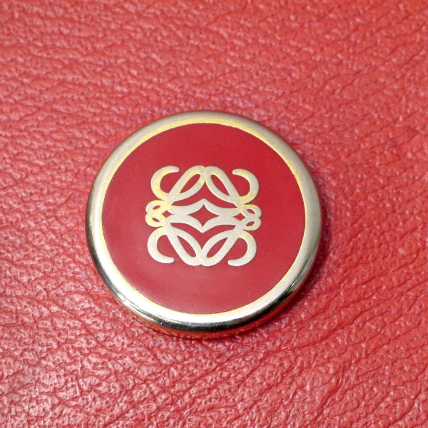 LOEWE　アナグラムロゴボタン レザー折り財布（赤）